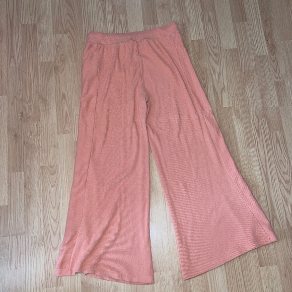 Rip Curl Orange Ribbed Pull On Stretch Cozy Wide Leg Lounge Pants Size Medium - Picture 8 of 10